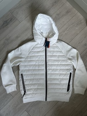 Superdry Neu Wattierte Herrenjacke Slim Fit Off White 2XL mit Kapuze UVP 99,99 £