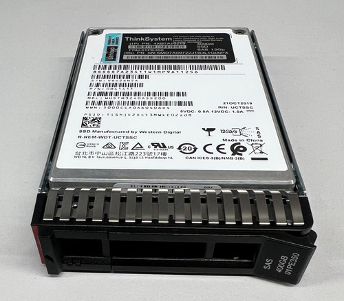 01PE350 LENOVO WD 400GB 12G SAS 2.5" SFF SSD UNITÀ A STATO SOLIDO WUSTM3240ASS200 - Foto 2 di 2