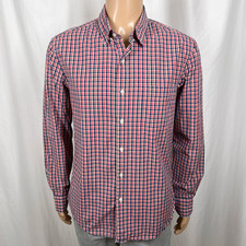 J.Crew Men's Large Red Blue Check Slim Fit Stretch Long Sleeve Button-Up Shirt