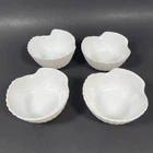Vintage Retro Milk Glass Seashell Bowl Scallop Clam Shell Dessert 4 Pc Lot Set