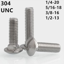 304 Stainless Steel Cup Head Square Neck Bolts Screws 1/4 5/16 3/8 1/2