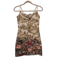 Tropical Hawaiian Mini Sundress Sz S Spaghetti Strap Beach Summer Slip Sunset