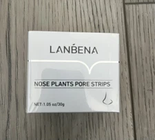 Lanbena Aloe Blackheads Remover Cream Nose Pore Strips Face Mask, 30g+60 Pcs