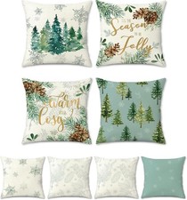 Image of Bonhause Winter Pine Tree Cushion Covers 45 x 45 cm Double Sided Decorative Thr