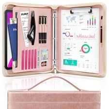 Padfolio Portfolio Organizer Binder with Zipper and Hidden Handle, PU Leather...