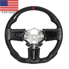 Real Carbon Fiber Flat Leather Steering Wheel for Ford Mustang 2010-2014