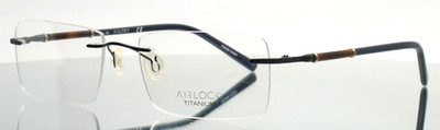 AIRLOCK Honor 205 412 Navy Mens Rectangle Rimless Eyeglasses 54-18-140 B:32