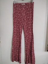 Billabong Pants Womens Size M Floral Flare Leg Legging Pull On 32" Inseam C177