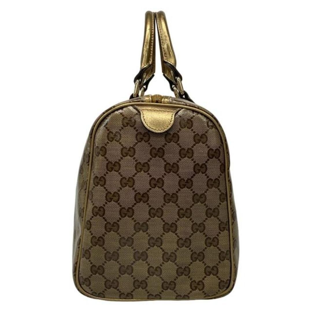GUCCI Crystal GG Handbag Dark Brown Leather Gold Used thumbnail 5