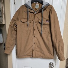Dickies Canvas Chore Jacket Hooded Men's Med Tan Quilted Interior