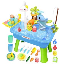Water Play Table for Toddlers 1-3, Kids Play Sink with Electric Faucet, Outdo...