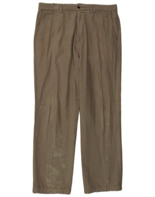 Marks & Spencer Mens Blue Harbour Straight Chino Trousers W34 L31 Brown IT08