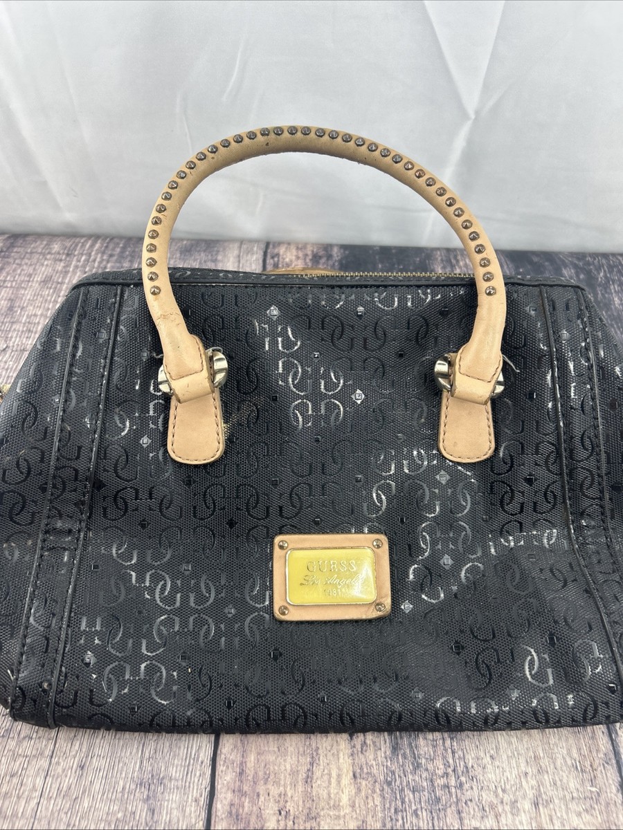 VTG Guess Los Angeles 1981 PVC Studded Handle Handbag/Shoulder Satchel/Bag  Charm