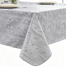 Vinyl Tablecloth with Flannel Backed Rectangle Waterproof Oil-Proof PVC Table Cl
