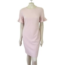 CALVIN KLEIN Petal Sleeve Sheath Dress in Powder Pink WOMEN'S 8