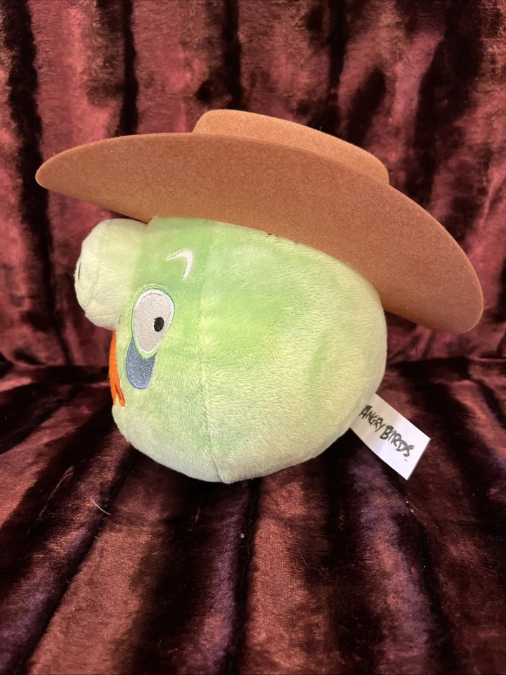 RARE~Angry Birds Plush 2011 Accessorized Cowboy Foreman PIG | 6" Limited Edition - Image 2 of 4