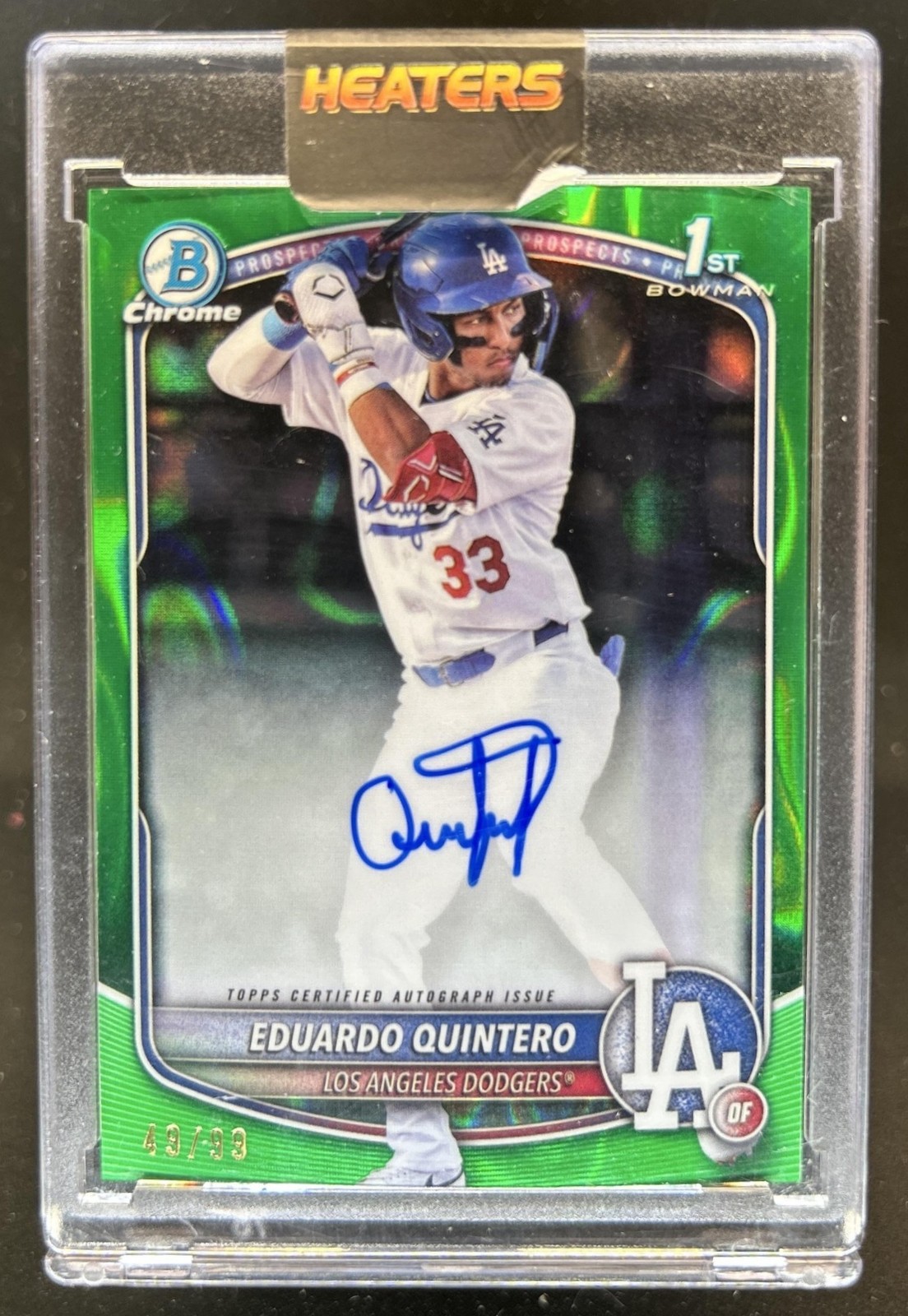 2025 Bowman Eduardo Quintero Chrome Auto Green Lava Refractor 1st #/99 Dodgers