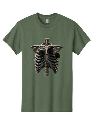 Ribcage-With-Roses Mens Graphic Tee, 100% Cotton, Casual Summer Wear