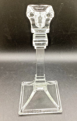 Vintage Candle Holder Toscany Lead Crystal Taper Square Base 8'' Elegant Art Deco