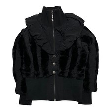 Christian Dior CD Fur Jacket Blouson Coat Women Size 38 Black Vintage Genuine