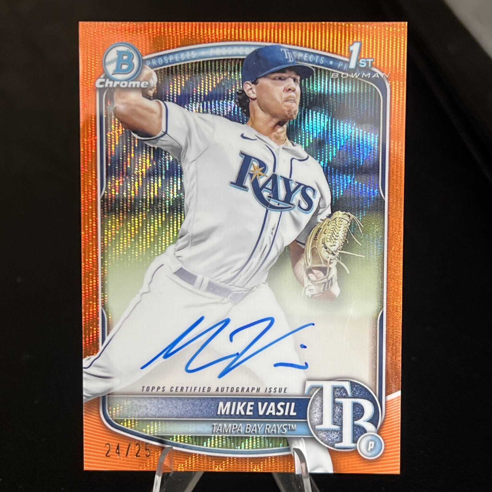 2025 Bowman Mike Vasil - 1st Chrome Prospect Auto - Orange Wave /25