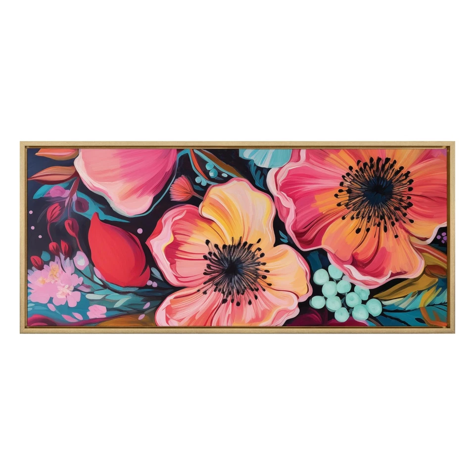 Sylvie Preppy Boho Aesthetic Colorful Floral Group Framed Canvas Wall Art by ... - Image 2 of 4