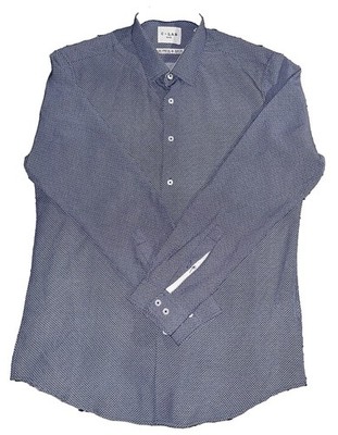 C-LAB NYC Slim Fit Dress Shirt Men s L 16.5 34-35 Stretch Geometric Multicolor