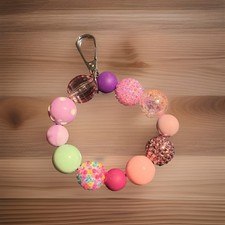 Handmade Pink/Purple/Aqua Stretchy Wristlet K...