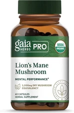 Gaia Herbs Pro - Lion's Mane Mushroom (60caps) - 5,000 Mg Dry Equivalent