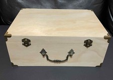 Unfinished Wooden Craft Box DIY Storage Chest Plain Wood Size Large