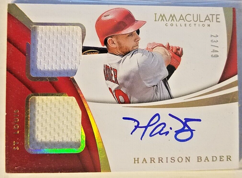 Harrison Bader RC 2018 Immaculate Collection Auto Jersey Gold /49 Cardinals  A5