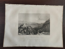 ANTIQUE ORIG. B/W ENGR.-HOLY LAND/NEAR EAST-DJEBEL SHEICH & MOUNT HERMON-1860CA