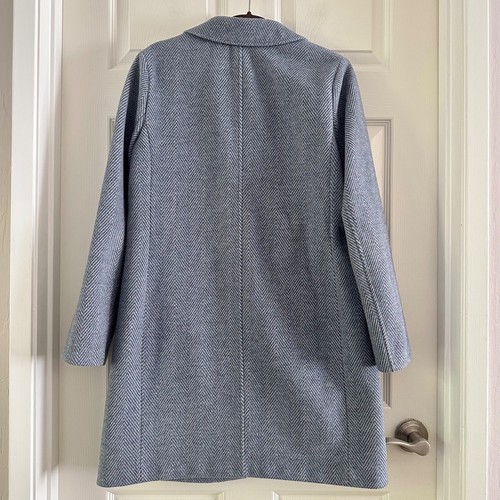 J.CREW Factory Herringbone Topcoat in Navy Ivory Women’s Size 8 - Picture 8 of 13