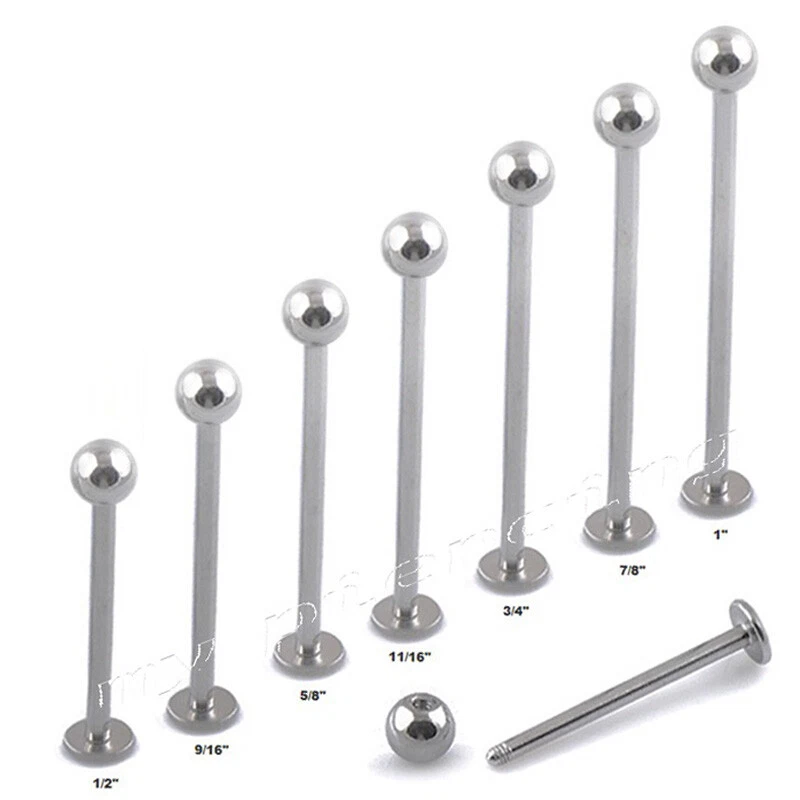 1pc. 16G 14G EXTRA LONG SIZES 316L Surgical Steel Labret Cheek