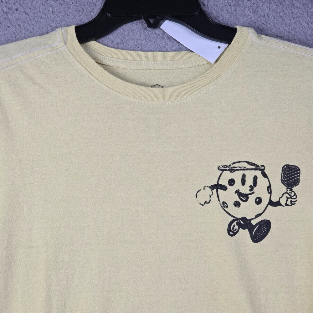 Pickleball League Shirt Mens Small Beige Main Street Casual Emoji NWT