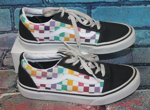 Vans Missy Old Skool Multicolor Rainbow Checkers Skate Shoes 500714 Women’s 3.5 - Picture 2 of 5