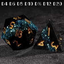 Poly DND Dice Set Resin 7pcs Sharp Edge Polyhedral Die Dungeons Dragons RPG Game