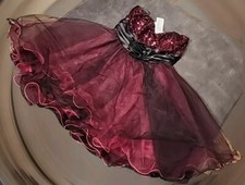 Speechless black over burgundy netting bridesmaids evening cocktail dress 9 NWT