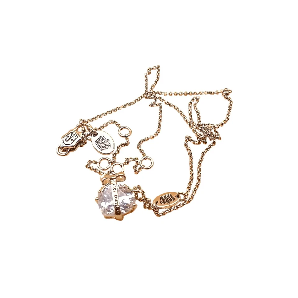 Collar Colgante Corazón Cristal Tono Plateado Juicy Couture con Dije de Marca Foto 2 de 3