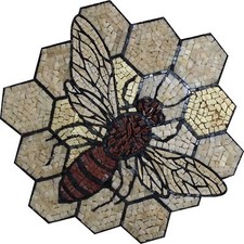 Bee Hive Insect Gold Art Decor Home Design Marble Mosaic