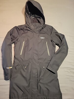 Rukka AWS Extreme Hooded Womans Sz SM Ski Jacket Coat Black Parka Softshell 