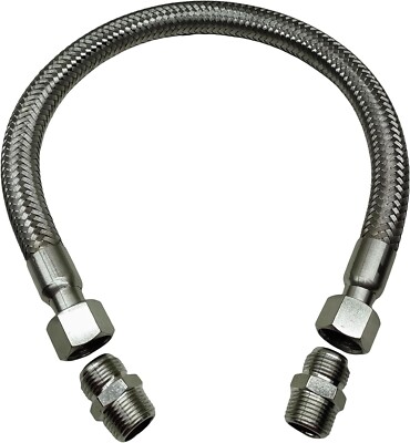1/2'' NPT Male x 20'' Long 750°F 450PSI Industrial Compressor Stainless Steel Hose