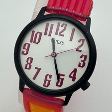 Vintage Guess Quartz Watch Unisex Black White Rubber Japan Analog New Battery