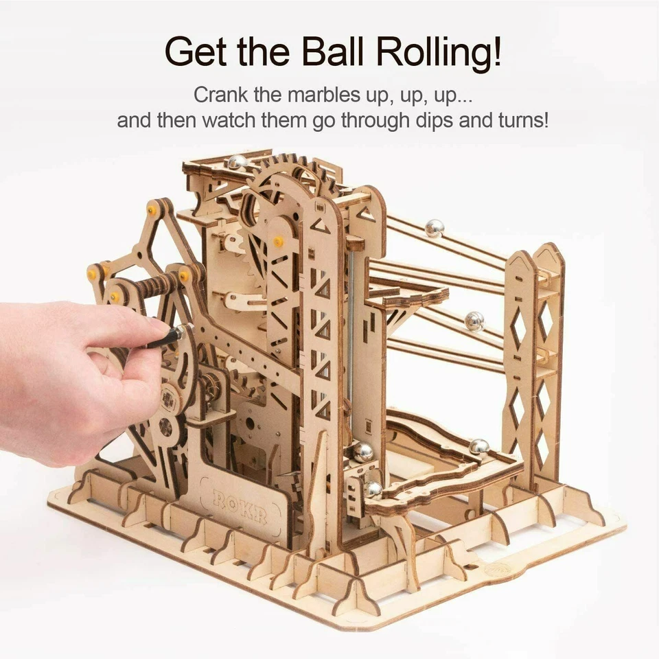 ROKR Lift Coaster DIY 3D Wooden Puzzle Model Craft Kits for Teen and Adult Gifts - Image 3 of 4