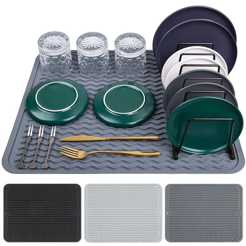 Silicone Sink Draining Board Mat Dish Glassware Kitchen Drainer Drying Rack UK - Picture 2 of 15