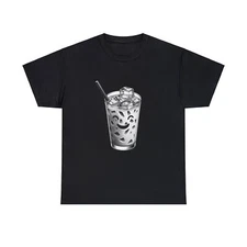 Unisex Adult T Shirt Streetwear Designer Graphic Tee Minimalist Iced Coffee