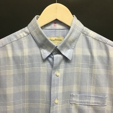 Mens 15.5 34-35 TOMMY BAHAMA Plaid Cotton Dress Shirt Blue 6c