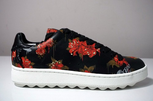 Coach Men’s Wild Lily Print Black Leather Sneakers C101 Size 8 - Picture 5 of 12