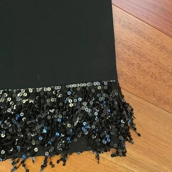 kate spade sequin fringe mini dress Kate Spade Las Vegas Sequin Fringe Trim Hemline Dress Mini Black Boatneck