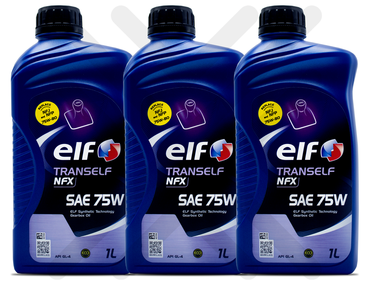 Elf Tranself NFX 75W Gear Oil Manual Gearboxes 3x1L = 3 Litres 3L